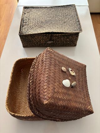 Lote 2 Cajas estilo Mimbre Rattan