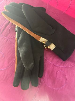 Guantes Lola Casademunt Marrón y Dorados Talla S