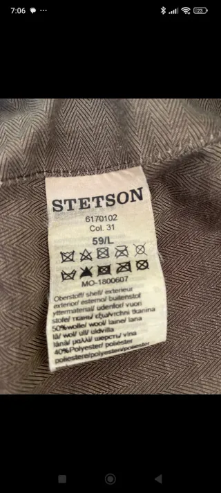 Gorra Stetson Plana Talla 59 L Gris