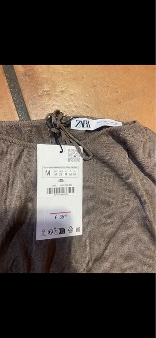 Jersey Zara volantes beige talla M