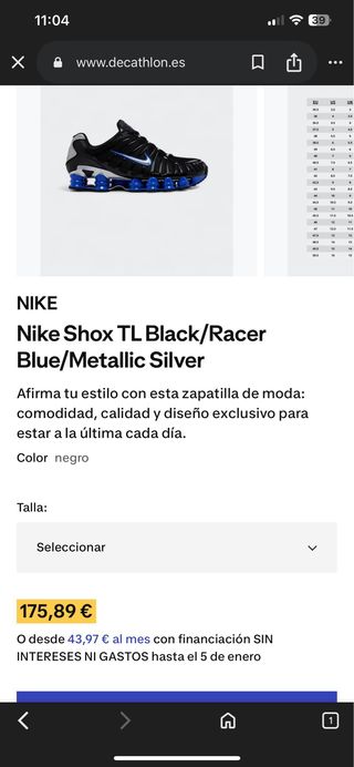 Nike Shox Hombre Negro/Azul