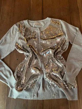 Giacchina Bluoltre, paillettes beige/oro.