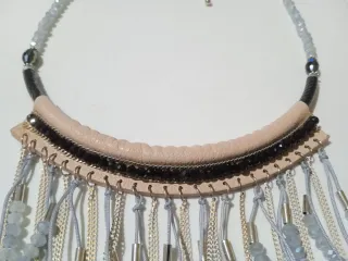 Collana donna con cristalli e catenelle turchesi d