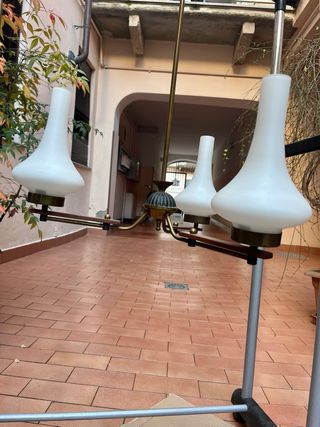 Lampadario Vintage Design Stilnovo vetri opalini