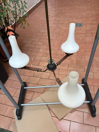 Lampadario Vintage Design Stilnovo vetri opalini