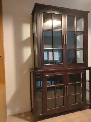 Vitrina madera maciza olmo wengué