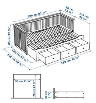 Cama diván Ikea Hemnes + Colchón Malfors