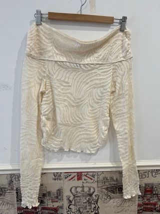 Jersey beige escote Bardot talla M