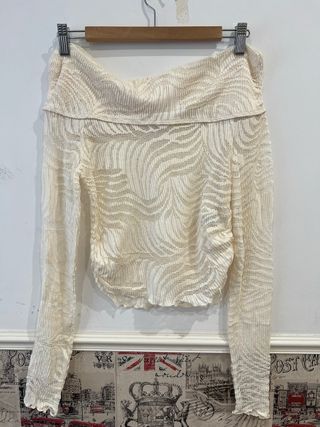 Jersey beige escote Bardot talla M