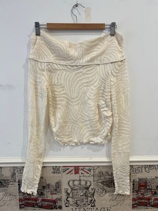 Jersey beige escote Bardot talla M