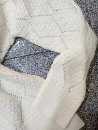 Jersey blanco cuello alto talla S