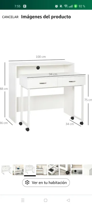 Escritorio HOMCOM Apilable con Ruedas