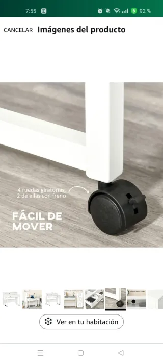 Escritorio HOMCOM Apilable con Ruedas