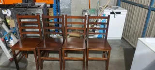 4 Sillas de Madera Pino Marrón