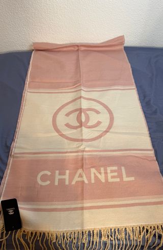 Bufanda Chanel Rosa y Beige