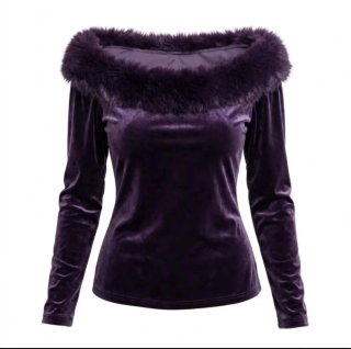 TOP LUXE FUR, BERENJENA, TERCIOPELO+PELITO.