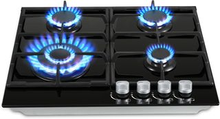 Piano cottura a gas 4 fuochi vetro nero