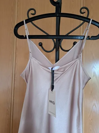 Vestido lencero Mango rosa empolvado