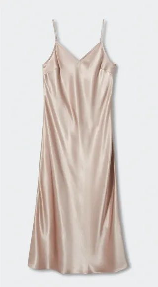 Vestido lencero Mango rosa empolvado