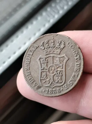 Moneda de 3 cuartos 1838 Isabel II