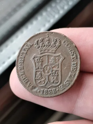 Moneda de 3 cuartos 1838 Isabel II