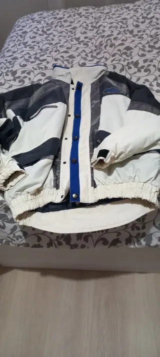 Parka da sci blu e bianco