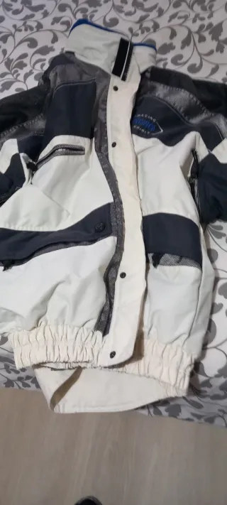 Parka da sci blu e bianco