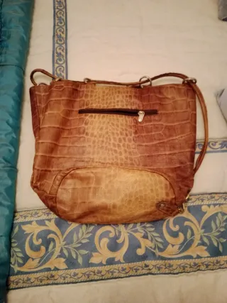 Bolso Mochila Piel Beige Marrón