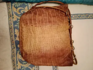 Bolso Mochila Piel Beige Marrón