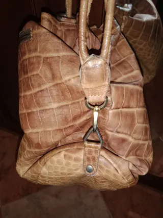 Bolso Mochila Piel Beige Marrón