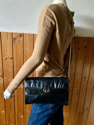 Borsa vera pelle vintage catenella oro