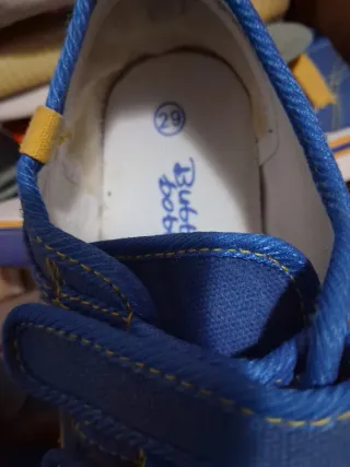 Zapatillas niño velcro azul y blanco