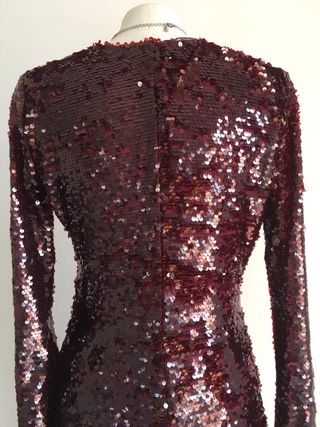 Vestido fiesta lentejuelas largo Zara burdeos