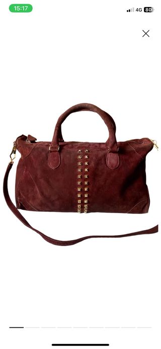 Borsa Almala pelle scamosciata borchie