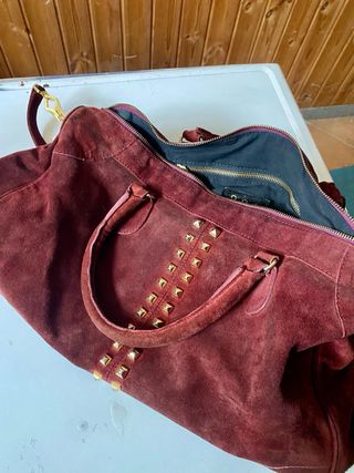 Borsa Almala pelle scamosciata borchie