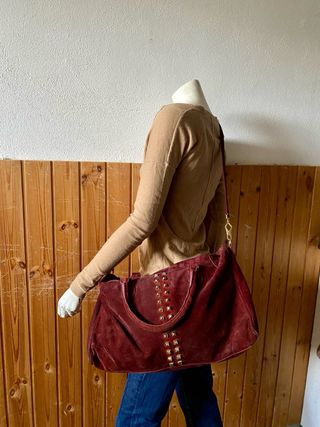 Borsa Almala pelle scamosciata borchie