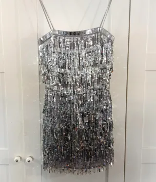 Abito corto paillettes argento Pull&Bear