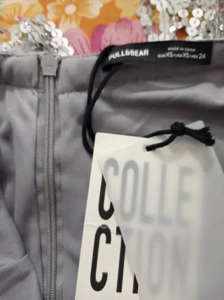 Abito corto paillettes argento Pull&Bear