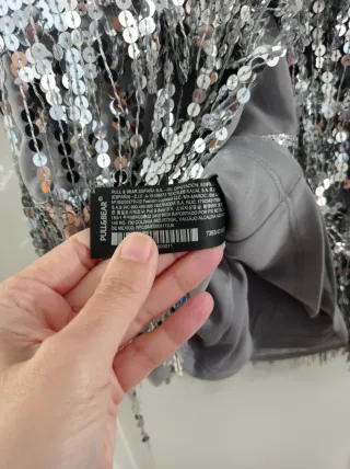Abito corto paillettes argento Pull&Bear