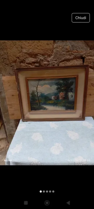Quadro antico paesaggio con casa
