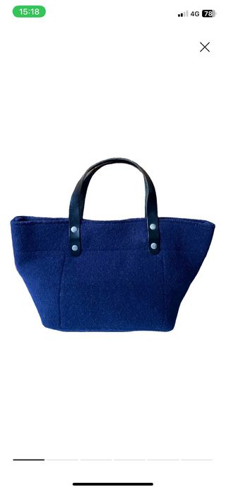 Borsa Sud lana e pelle blu