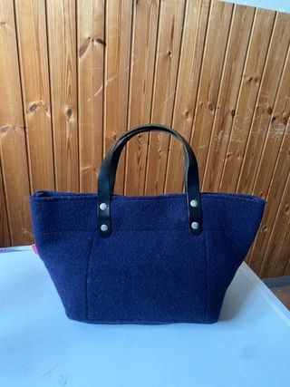 Borsa Sud lana e pelle blu