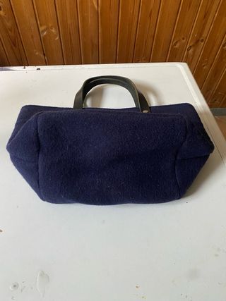 Borsa Sud lana e pelle blu