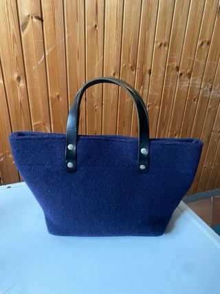 Borsa Sud lana e pelle blu