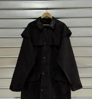 Cappotto Woolrich Denim Pelle Nero Donna