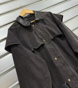 Cappotto Woolrich Denim Pelle Nero Donna