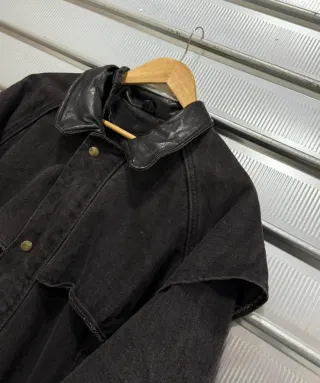 Cappotto Woolrich Denim Pelle Nero Donna