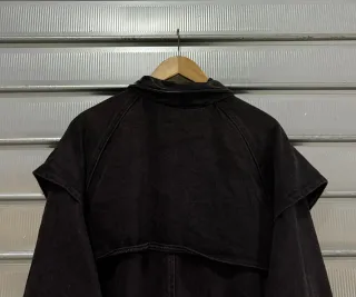 Cappotto Woolrich Denim Pelle Nero Donna