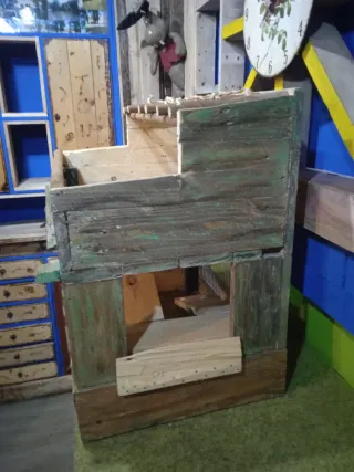 Caseta Hamster Madera Marrón/Verde