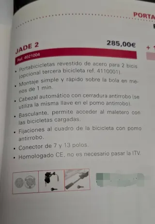 Portabicis abatible para bola de remolque